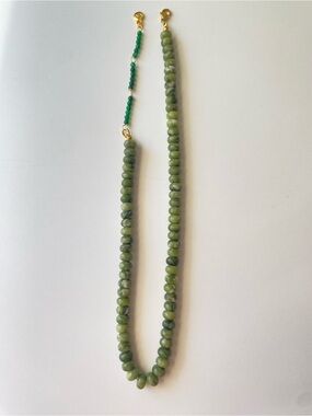 NEW Mayamar Natural Green Jade Beaded Choker Necklace
